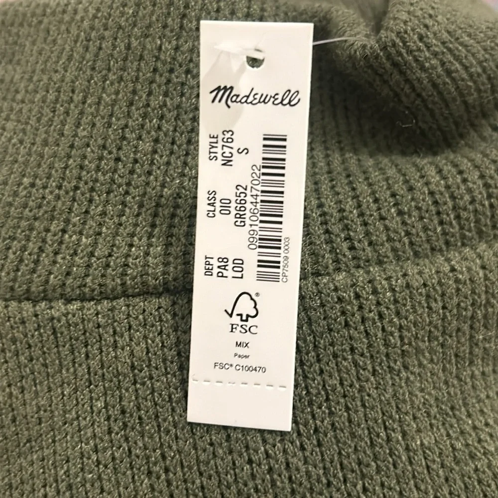 Madewell Mockneck Button-Back Top Sweater NWT In Loden Green Size Small